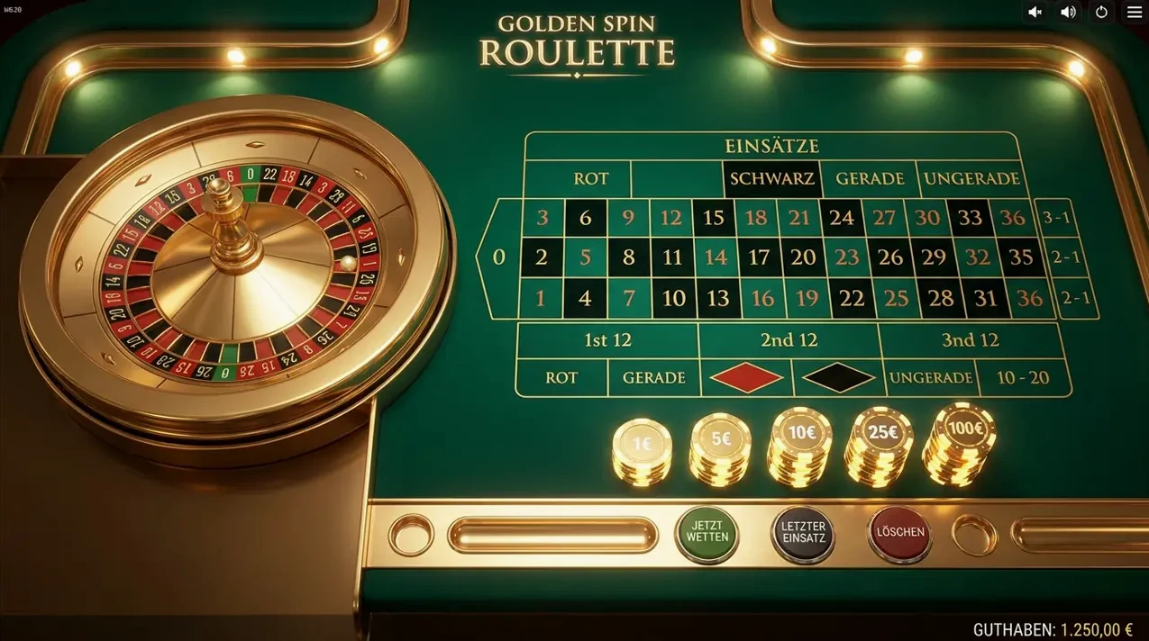 Knossi Casino Roulette-Tisch mit goldenem Kessel und Wetteinsatz-Feld.